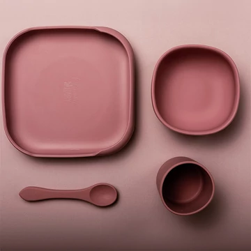Minimal baby étkészlet tapadókoronggal dark rose színben