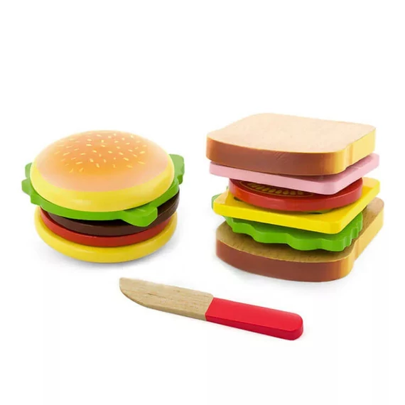 Szendvics és hamburger fából